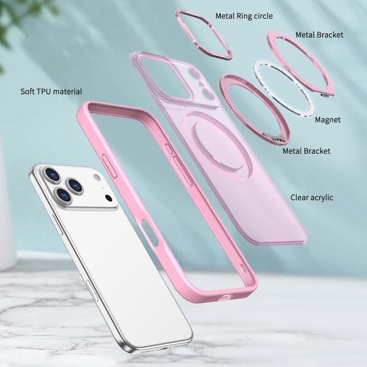 For iPhone 17 Pro Max kalebol MagSafe Metal Ring Holder Phone Case(Pink) - iPhone 17 Pro Max Cases by Kalebol | Online Shopping UK | buy2fix