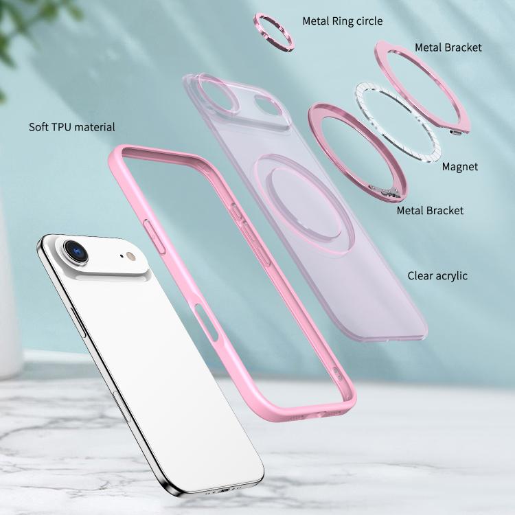 For iPhone Air kalebol MagSafe Metal Ring Holder Phone Case(Pink) - iPhone Air Cases by Kalebol | Online Shopping UK | buy2fix
