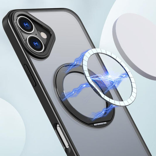 For iPhone 16 Plus kalebol MagSafe Metal Ring Holder Phone Case(Black) - iPhone 16 Plus Cases by Kalebol | Online Shopping UK | buy2fix