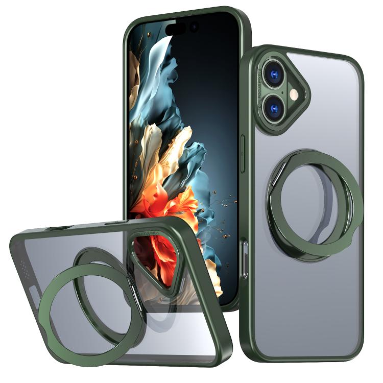 For iPhone 16 Plus kalebol MagSafe Metal Ring Holder Phone Case(Green) - iPhone 16 Plus Cases by Kalebol | Online Shopping UK | buy2fix