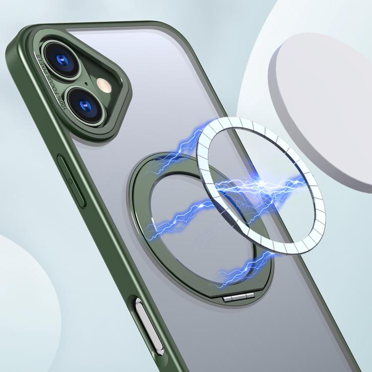 For iPhone 16 Plus kalebol MagSafe Metal Ring Holder Phone Case(Green) - iPhone 16 Plus Cases by Kalebol | Online Shopping UK | buy2fix