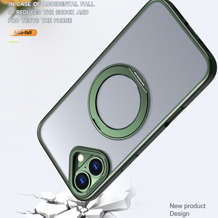 For iPhone 16 Plus kalebol MagSafe Metal Ring Holder Phone Case(Green) - iPhone 16 Plus Cases by Kalebol | Online Shopping UK | buy2fix