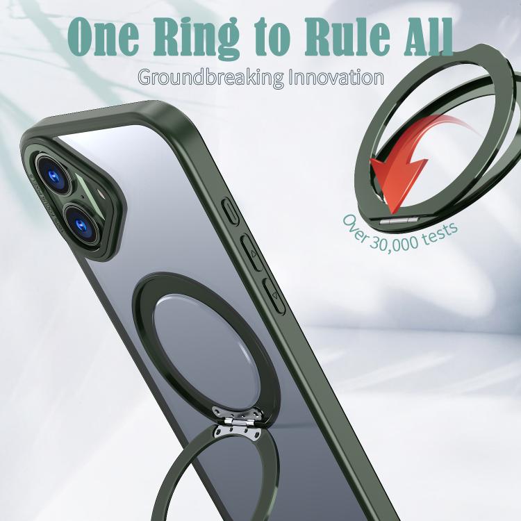 For iPhone 16 Plus kalebol MagSafe Metal Ring Holder Phone Case(Green) - iPhone 16 Plus Cases by Kalebol | Online Shopping UK | buy2fix