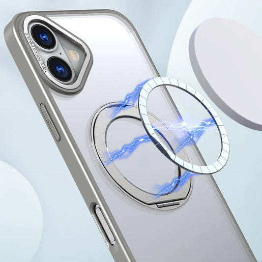 For iPhone 16 Plus kalebol MagSafe Metal Ring Holder Phone Case(Titanium Gray) - iPhone 16 Plus Cases by Kalebol | Online Shopping UK | buy2fix