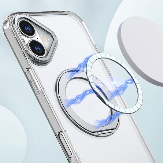 For iPhone 16 Plus kalebol MagSafe Metal Ring Holder Phone Case(Transparent) - iPhone 16 Plus Cases by Kalebol | Online Shopping UK | buy2fix