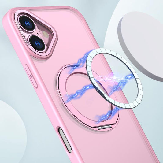 For iPhone 16 Plus kalebol MagSafe Metal Ring Holder Phone Case(Pink) - iPhone 16 Plus Cases by Kalebol | Online Shopping UK | buy2fix