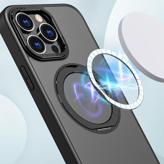 For iPhone 16 Pro Max kalebol MagSafe Metal Ring Holder Phone Case(Black) - iPhone 16 Pro Max Cases by Kalebol | Online Shopping UK | buy2fix