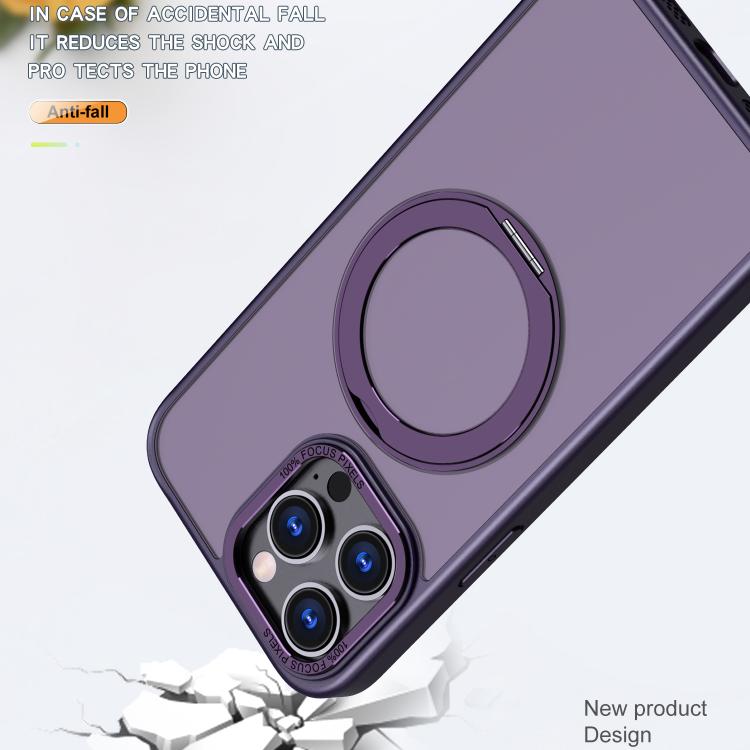 For iPhone 16 Pro Max kalebol MagSafe Metal Ring Holder Phone Case(Dark Purple) - iPhone 16 Pro Max Cases by Kalebol | Online Shopping UK | buy2fix