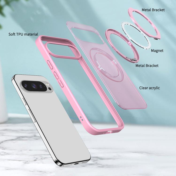 For Google Pixel 10 Pro kalebol MagSafe Metal Ring Holder Phone Case(Pink) - Google Cases by Kalebol | Online Shopping UK | buy2fix