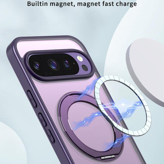 For Google Pixel 10 Pro kalebol MagSafe Metal Ring Holder Phone Case(Dark Purple) - Google Cases by Kalebol | Online Shopping UK | buy2fix