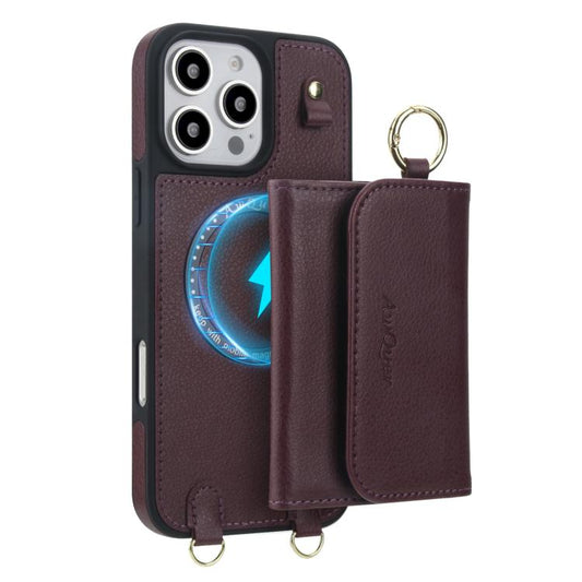 For iPhone 16 Plus AwQuer 2 in 1 Crossbody Wallet Leather Back Phone Case(Wine Red) - iPhone 16 Plus Cases by Awquer | Online Shopping UK | buy2fix