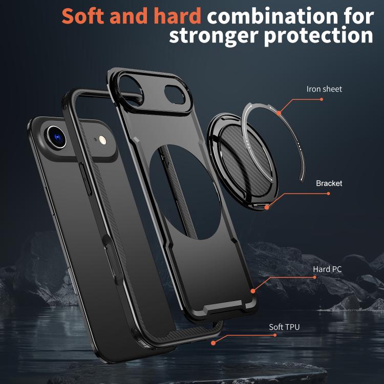 For iPhone Air kalebol Metal 360 Degree Rotation Holder MagSafe Phone Case(Black) - iPhone Air Cases by Kalebol | Online Shopping UK | buy2fix