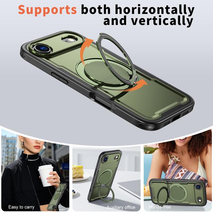 For iPhone 17 Air kalebol Metal 360 Degree Rotation Holder MagSafe Phone Case(Green) - iPhone 17 Air Cases by Kalebol | Online Shopping UK | buy2fix