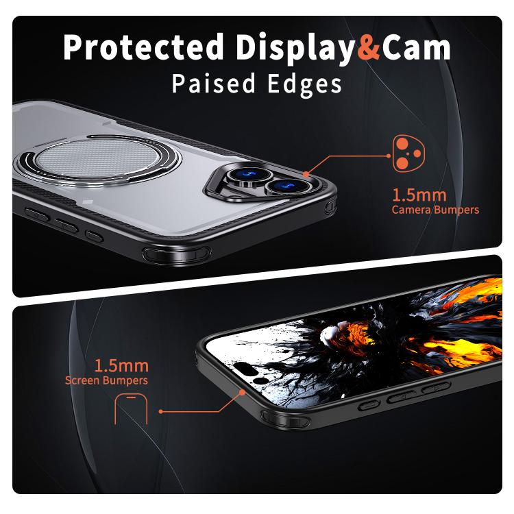 For iPhone 16 Plus kalebol Metal 360 Degree Rotation Holder MagSafe Phone Case(Grey) - iPhone 16 Plus Cases by Kalebol | Online Shopping UK | buy2fix