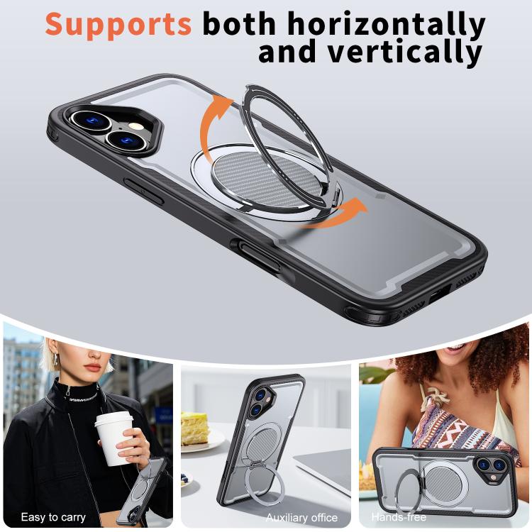 For iPhone 16 Plus kalebol Metal 360 Degree Rotation Holder MagSafe Phone Case(Grey) - iPhone 16 Plus Cases by Kalebol | Online Shopping UK | buy2fix