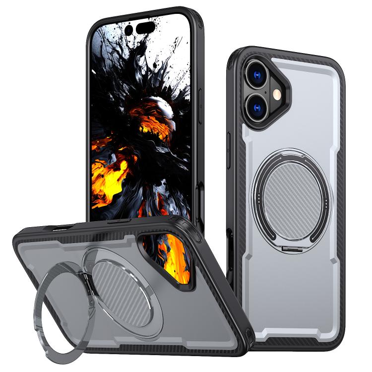For iPhone 16 kalebol Metal 360 Degree Rotation Holder MagSafe Phone Case(Grey) - iPhone 16 Cases by Kalebol | Online Shopping UK | buy2fix