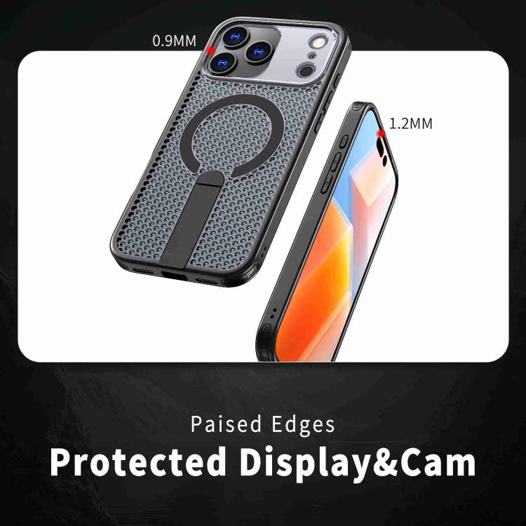For iPhone 17 Pro Max kalebol Honeycomb Cooling MagSafe Holder Phone Case(Black) - iPhone 17 Pro Max Cases by Kalebol | Online Shopping UK | buy2fix
