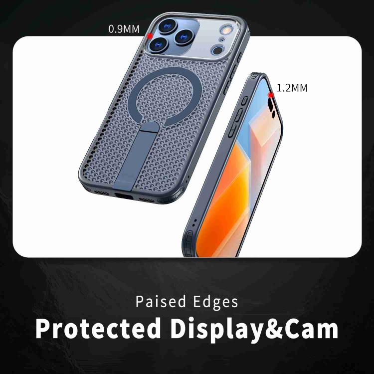 For iPhone 17 Pro Max kalebol Honeycomb Cooling MagSafe Holder Phone Case(Blue) - iPhone 17 Pro Max Cases by Kalebol | Online Shopping UK | buy2fix