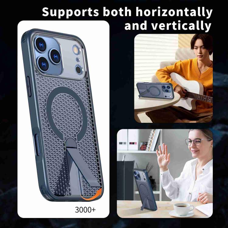 For iPhone 17 Pro Max kalebol Honeycomb Cooling MagSafe Holder Phone Case(Blue) - iPhone 17 Pro Max Cases by Kalebol | Online Shopping UK | buy2fix
