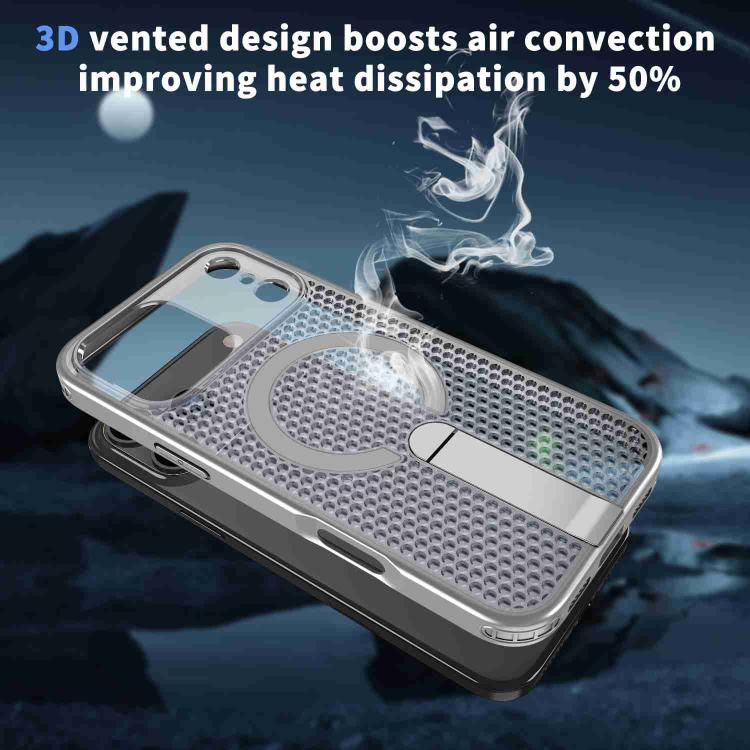 For iPhone 17 Pro Max kalebol Honeycomb Cooling MagSafe Holder Phone Case(Titanium Grey) - iPhone 17 Pro Max Cases by Kalebol | Online Shopping UK | buy2fix