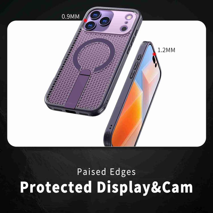 For iPhone 17 Pro Max kalebol Honeycomb Cooling MagSafe Holder Phone Case(Purple) - iPhone 17 Pro Max Cases by Kalebol | Online Shopping UK | buy2fix