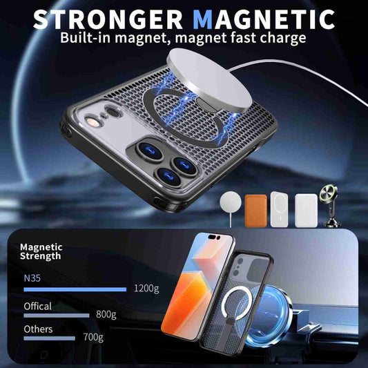 For iPhone 17 Pro kalebol Honeycomb Cooling MagSafe Holder Phone Case(Black) - iPhone 17 Pro Cases by Kalebol | Online Shopping UK | buy2fix