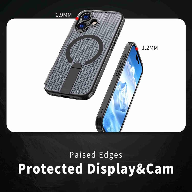 For iPhone 17 kalebol Honeycomb Cooling MagSafe Holder Phone Case(Black) - iPhone 17 Cases by Kalebol | Online Shopping UK | buy2fix