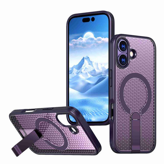 For iPhone 17 kalebol Honeycomb Cooling MagSafe Holder Phone Case(Purple) - iPhone 17 Cases by Kalebol | Online Shopping UK | buy2fix