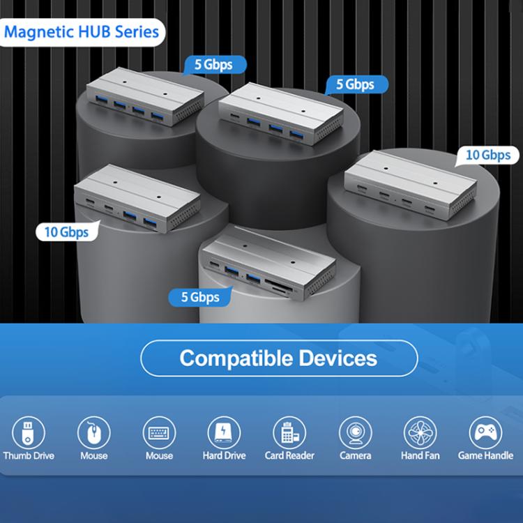 ORICO HST-2A2C 4 in 1 USB 3.2 10Gbps Detachable Magnetic Docking Station(Silver) - USB 3.0 HUB by ORICO | Online Shopping UK | buy2fix