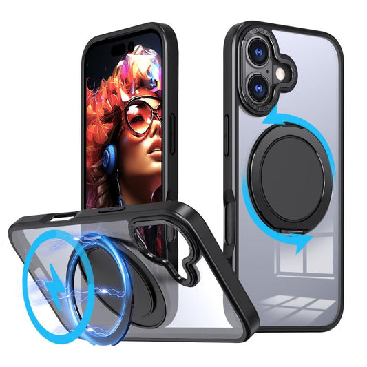 For iPhone 17 Kalebol 360-degree Rotating MagSafe Magnetic Holder Phone Case(Black) - iPhone 17 Cases by Kalebol | Online Shopping UK | buy2fix