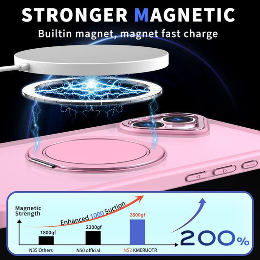 For iPhone 16 Plus Kalebol 360-degree Rotating MagSafe Magnetic Holder Phone Case(Pink) - iPhone 16 Plus Cases by Kalebol | Online Shopping UK | buy2fix