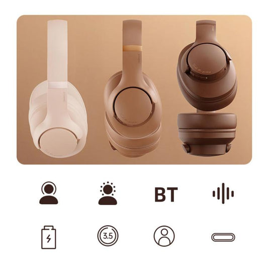 BT048NC Over-ear ANC and ENC Noise Reduction Wireless Headphones(Light Brown) - Headset & Headphone by buy2fix | Online Shopping UK | buy2fix