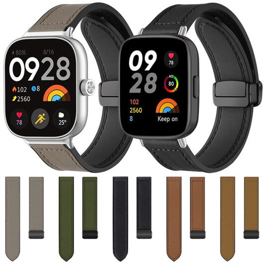 For Redmi Watch 3 Active / Watch 3 Lite xDfind Crazy Horse Pattern Silicone Skin Magnetic Buckle Watch Band(Dark Brown) - Watch Bands by xDfind | Online Shopping UK | buy2fix