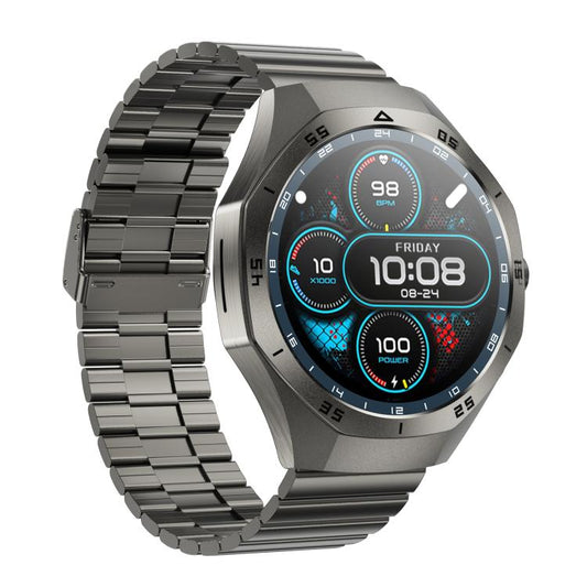 F38 Dual-ear Bluetooth Earphone Smart Watch IP67 Supports Heart Rate Monitoring, Watchband:Steel(Black) - Smart Watches by buy2fix | Online Shopping UK | buy2fix