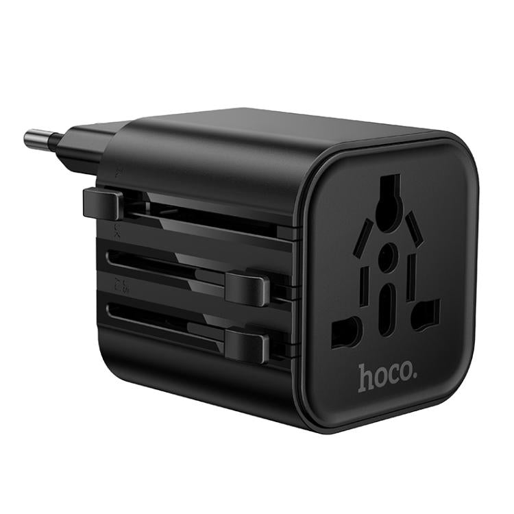 hoco AC29 Global Universal Conversion Plug Travel Adapter Charger(Black) - Plug Adaptor by hoco | Online Shopping UK | buy2fix