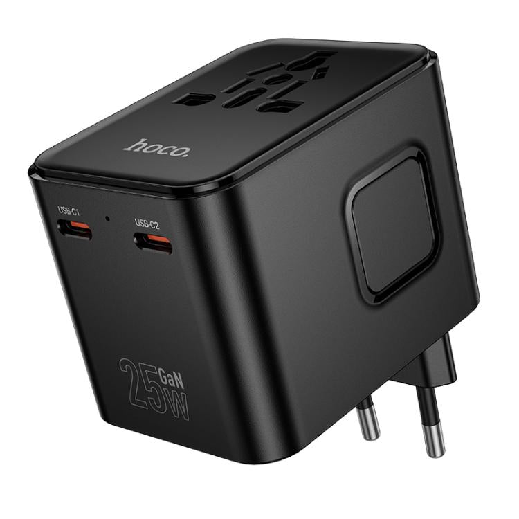hoco AC31 PD 25W 2 x Type-C and USB-A 3-Ports Global Universal Travel Charger(Black) - Plug Adaptor by hoco | Online Shopping UK | buy2fix