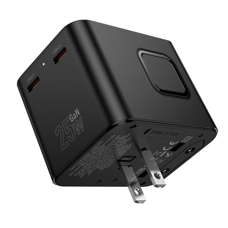 hoco AC31 PD 25W 2 x Type-C and USB-A 3-Ports Global Universal Travel Charger(Black) - Plug Adaptor by hoco | Online Shopping UK | buy2fix