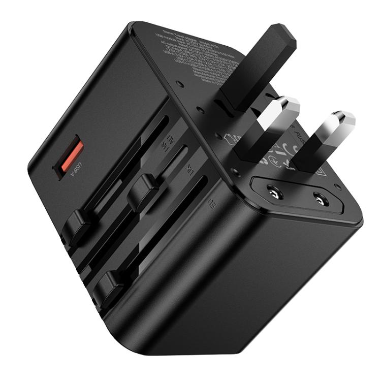 hoco AC31 PD 25W 2 x Type-C and USB-A 3-Ports Global Universal Travel Charger(Black) - Plug Adaptor by hoco | Online Shopping UK | buy2fix