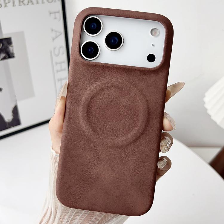 For iPhone 17 Pro Max Skin Feel Sheepskin MagSafe Magnetic Phone Case(Brown) - iPhone 17 Pro Max Cases by buy2fix | Online Shopping UK | buy2fix