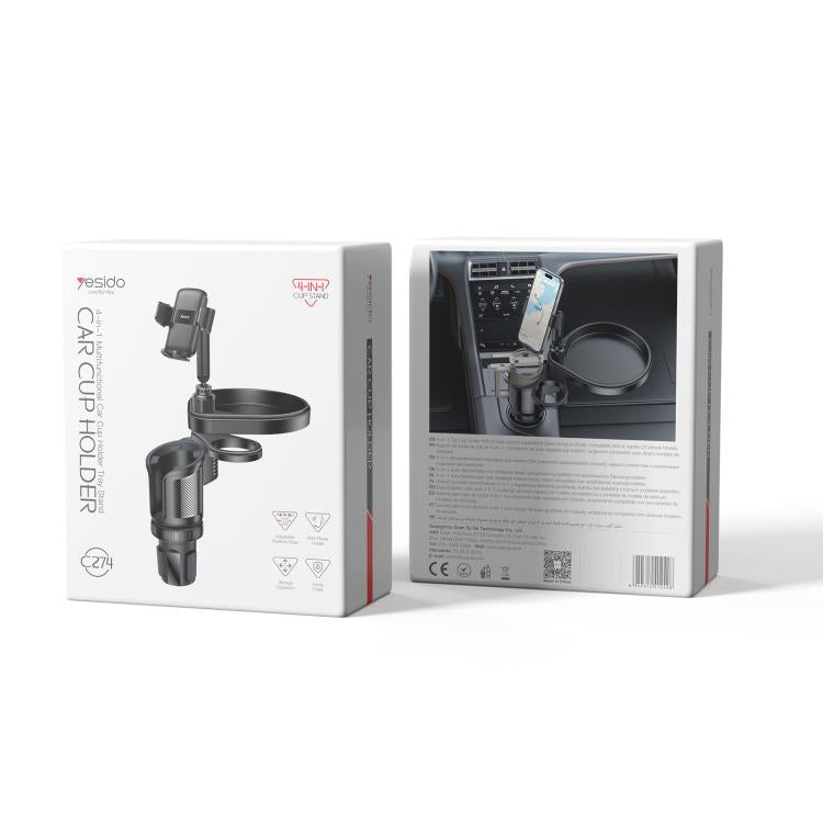 Yesido C274 4 in 1 Car Multi-function Tray Water Cup Phone Holder(Black) - Car Drink Holders by Yesido | Online Shopping UK | buy2fix