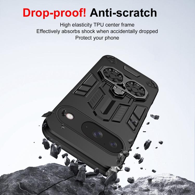 For Google Pixel 10 / 10 Pro Double-Ring Holder PC Hybrid TPU Phone Case(Black) - Google Cases by buy2fix | Online Shopping UK | buy2fix