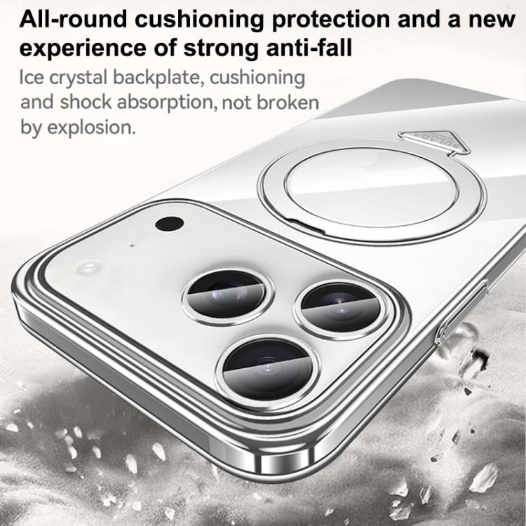 For iPhone 17 SULADA Electroplated Transparent MagSafe Holder Phone Case(Silver) - iPhone 17 Cases by SULADA | Online Shopping UK | buy2fix