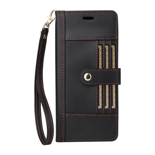 For Google Pixel 9 / 9 Pro / 10 / 10 Pro Six Card Slots Buckle Leather Phone Case with Lanyard(Black) - Google Cases by buy2fix | Online Shopping UK | buy2fix