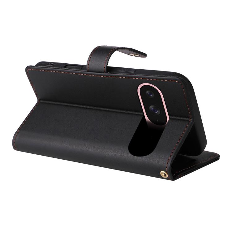 For Google Pixel 9 / 9 Pro / 10 / 10 Pro Six Card Slots Buckle Leather Phone Case with Lanyard(Black) - Google Cases by buy2fix | Online Shopping UK | buy2fix