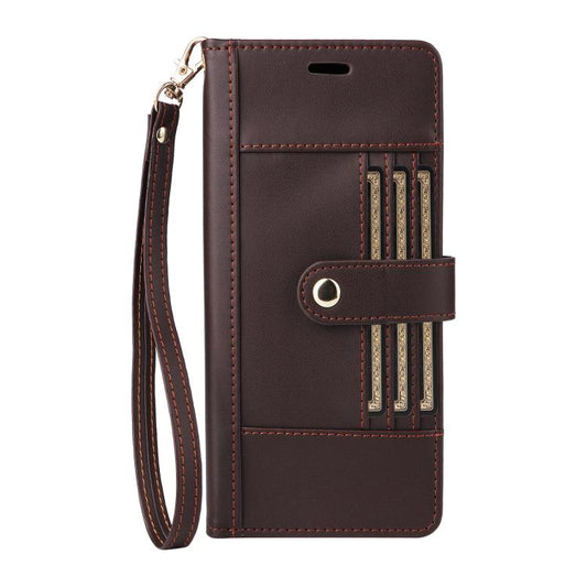 For Google Pixel 9 / 9 Pro / 10 / 10 Pro Six Card Slots Buckle Leather Phone Case with Lanyard(Coffee) - Google Cases by buy2fix | Online Shopping UK | buy2fix