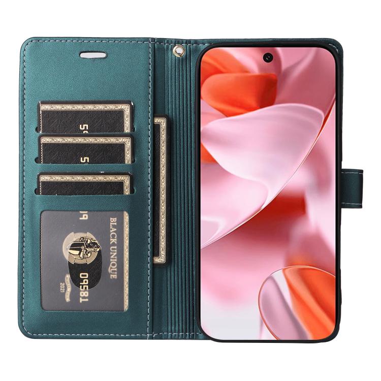 For Google Pixel 9 / 9 Pro / 10 / 10 Pro Six Card Slots Buckle Leather Phone Case with Lanyard(Green) - Google Cases by buy2fix | Online Shopping UK | buy2fix