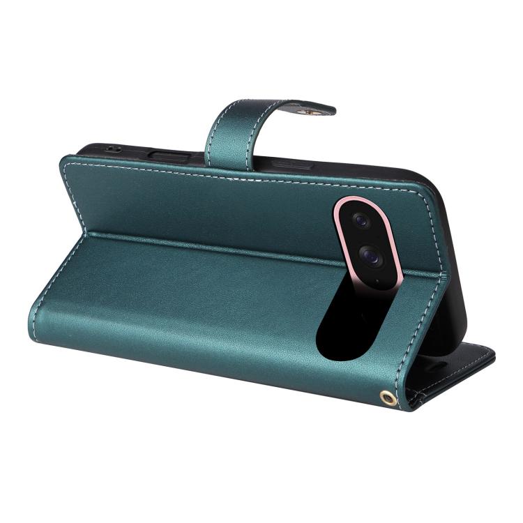 For Google Pixel 9 / 9 Pro / 10 / 10 Pro Six Card Slots Buckle Leather Phone Case with Lanyard(Green) - Google Cases by buy2fix | Online Shopping UK | buy2fix