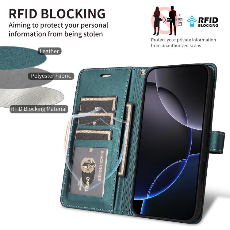 For Google Pixel 9 / 9 Pro / 10 / 10 Pro Six Card Slots Buckle Leather Phone Case with Lanyard(Green) - Google Cases by buy2fix | Online Shopping UK | buy2fix