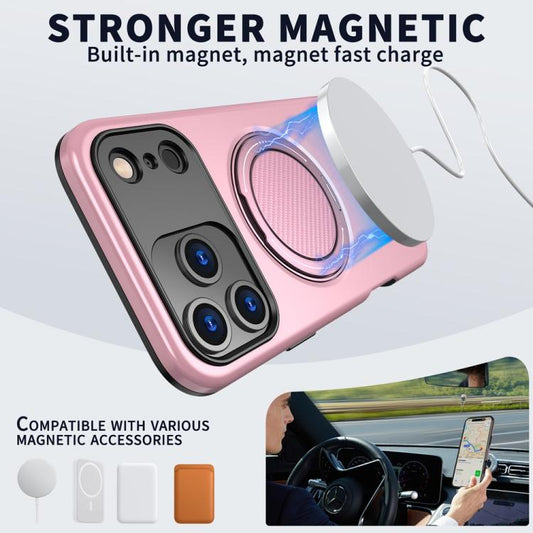 For iPhone 17 Pro Metal Rotation Holder MagSafe TPU Hybrid PC Phone Case(Pink) - iPhone 17 Pro Cases by buy2fix | Online Shopping UK | buy2fix