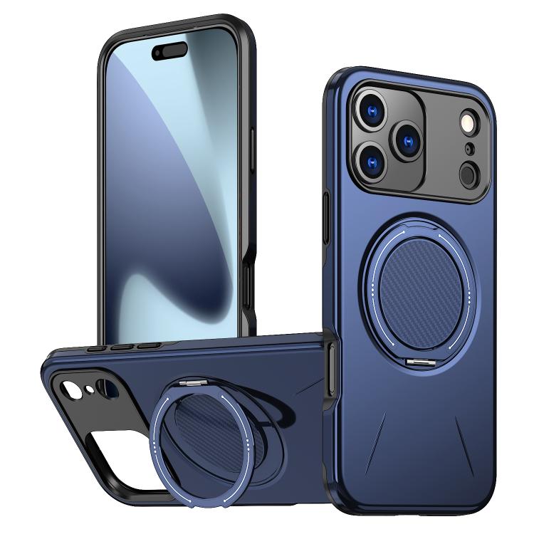 For iPhone 17 Pro Metal Rotation Holder MagSafe TPU Hybrid PC Phone Case(Navy Blue) - iPhone 17 Pro Cases by buy2fix | Online Shopping UK | buy2fix